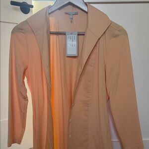 Orange Blazer with Notched Lapel and Long Sleeves